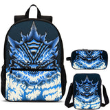 Kids Godzilla 3 Pieces Combo 18" School Backpack Shoulder Bag Pencil Case
