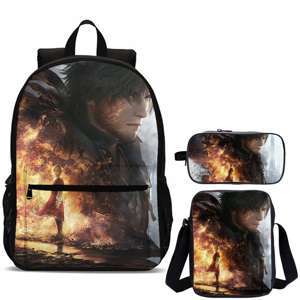 Final Fantasy Kids 3 Pieces Combo 18" School Backpack Shoulder Bag Pencil Case