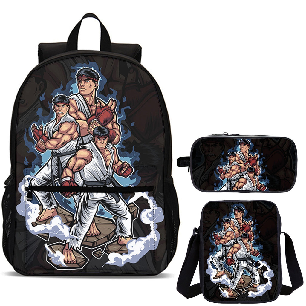 Street Fighter Kids 3 Pieces Combo 18" School Backpack Shoulder Bag Pencil Case