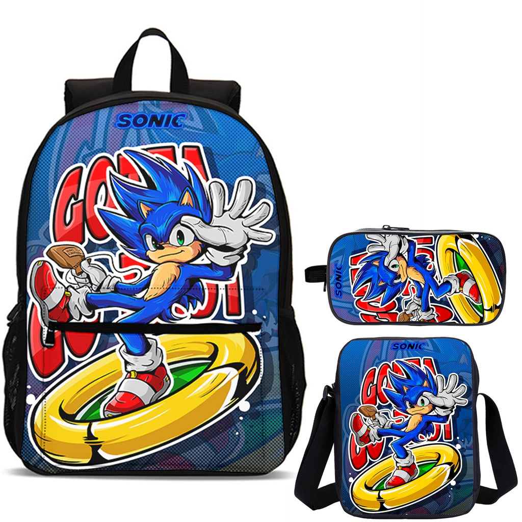 Sonic Kids 3 Pieces Combo 18" School Backpack Shoulder Bag Pencil Case