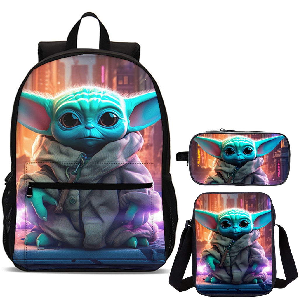 Yoda Kids 3 Pieces Combo 18" School Backpack Shoulder Bag Pencil Case