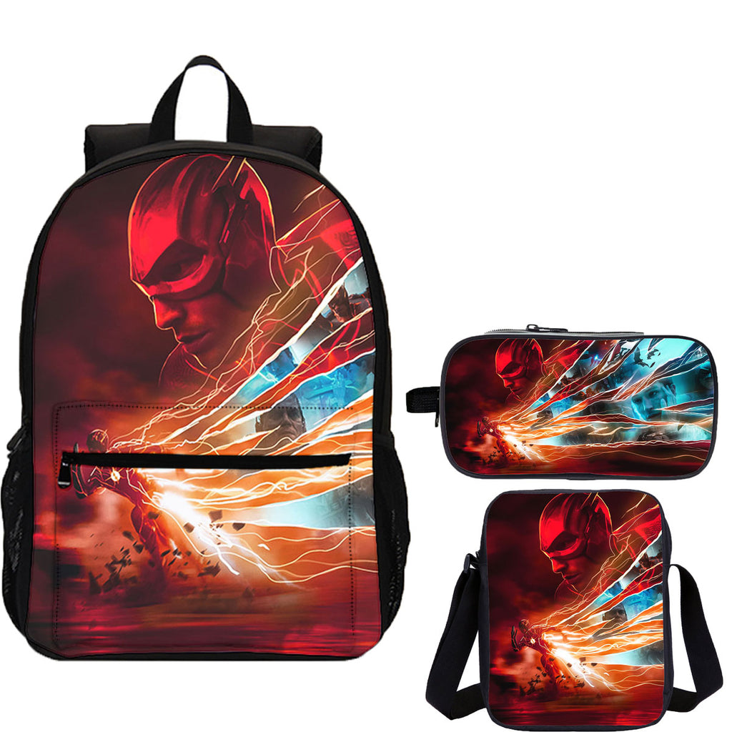 The Flash 3 Pieces Combo 18 inches School Backpack Shoulder Bag Pencil Case