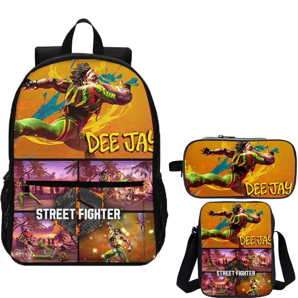 Street Fighter 3 Pieces Combo 18 inches School Backpack Shoulder Bag Pencil Case
