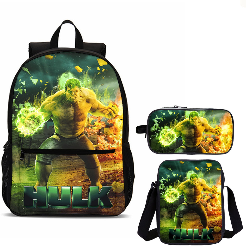 HULK Kids 3 Pieces Combo 18" School Backpack Shoulder Bag Pencil Case