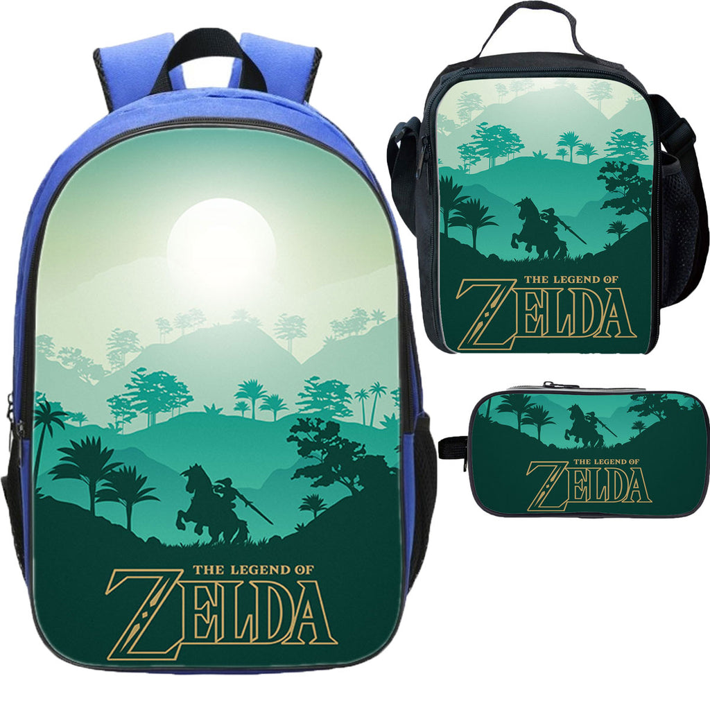 Boys Zelda Backpck Lunch Bag Pencil Case 3 Pieces Combo Ideal Gift