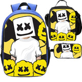 Boys Marshmello Backpck Lunch Bag Pencil Case 3 Pieces Combo Ideal Gift