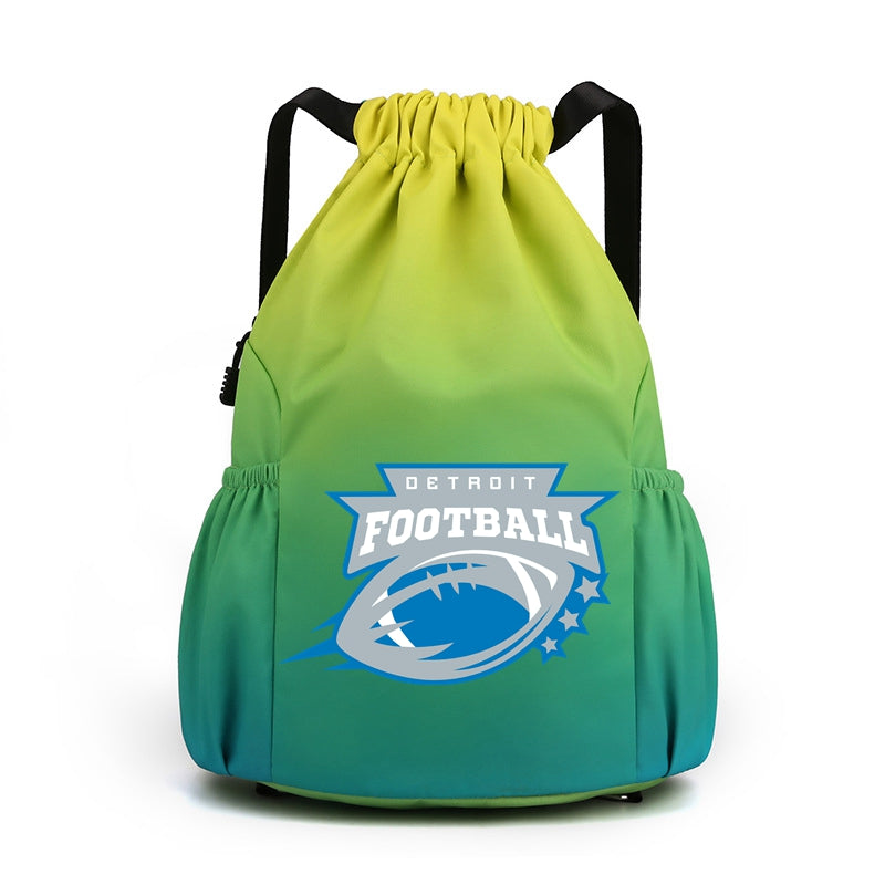 Detroit Drawstring Backpack American Football Large Gym Bag Water Resistant Sports Bag