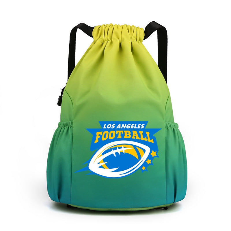 Los Angeles Drawstring Backpack American Football Large Gym Bag Water Resistant Sports Bag
