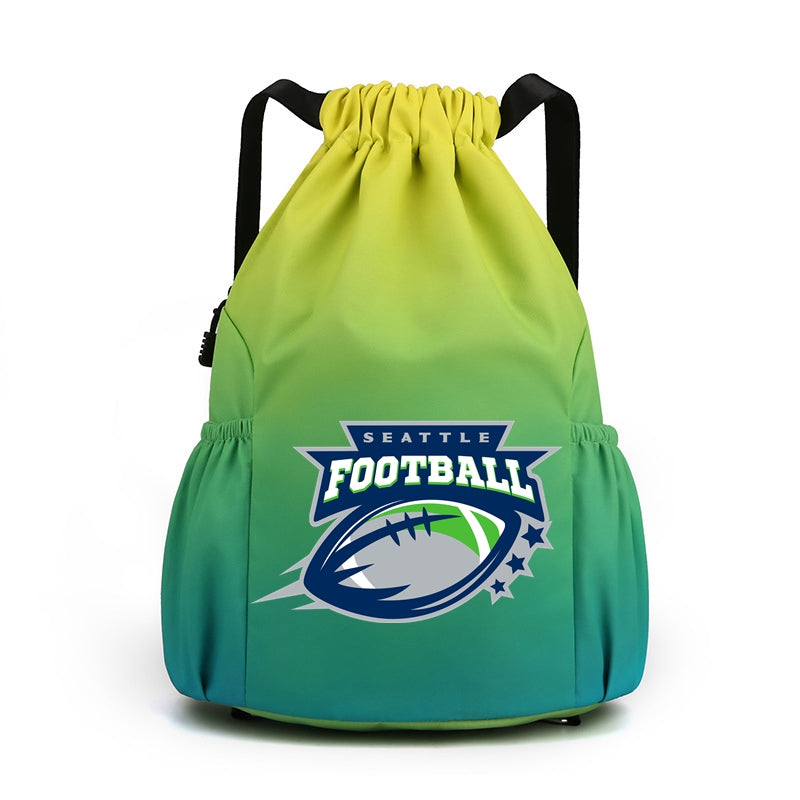 Seattle Drawstring Backpack American Football Large Gym Bag Water Resistant Sports Bag