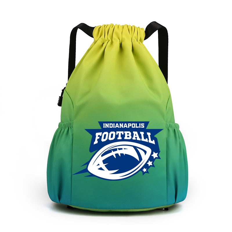 Indianapolis Drawstring Backpack American Football Large Gym Bag Water Resistant Sports Bag