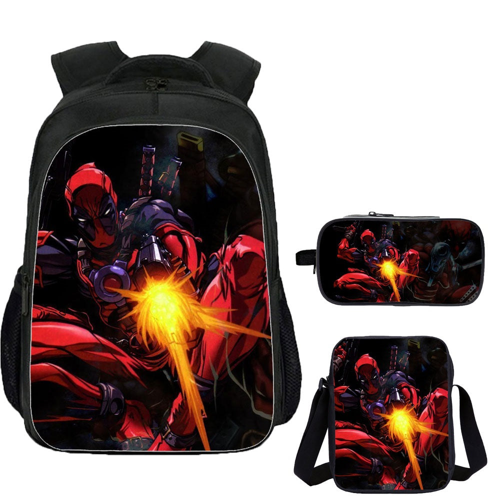 Deadpool School Backpack Shoulder Bag Pencil Case 3 Pieces
