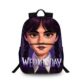 Girl's Wednesday Addams 15 Inches Backpack with Two Side Pouches