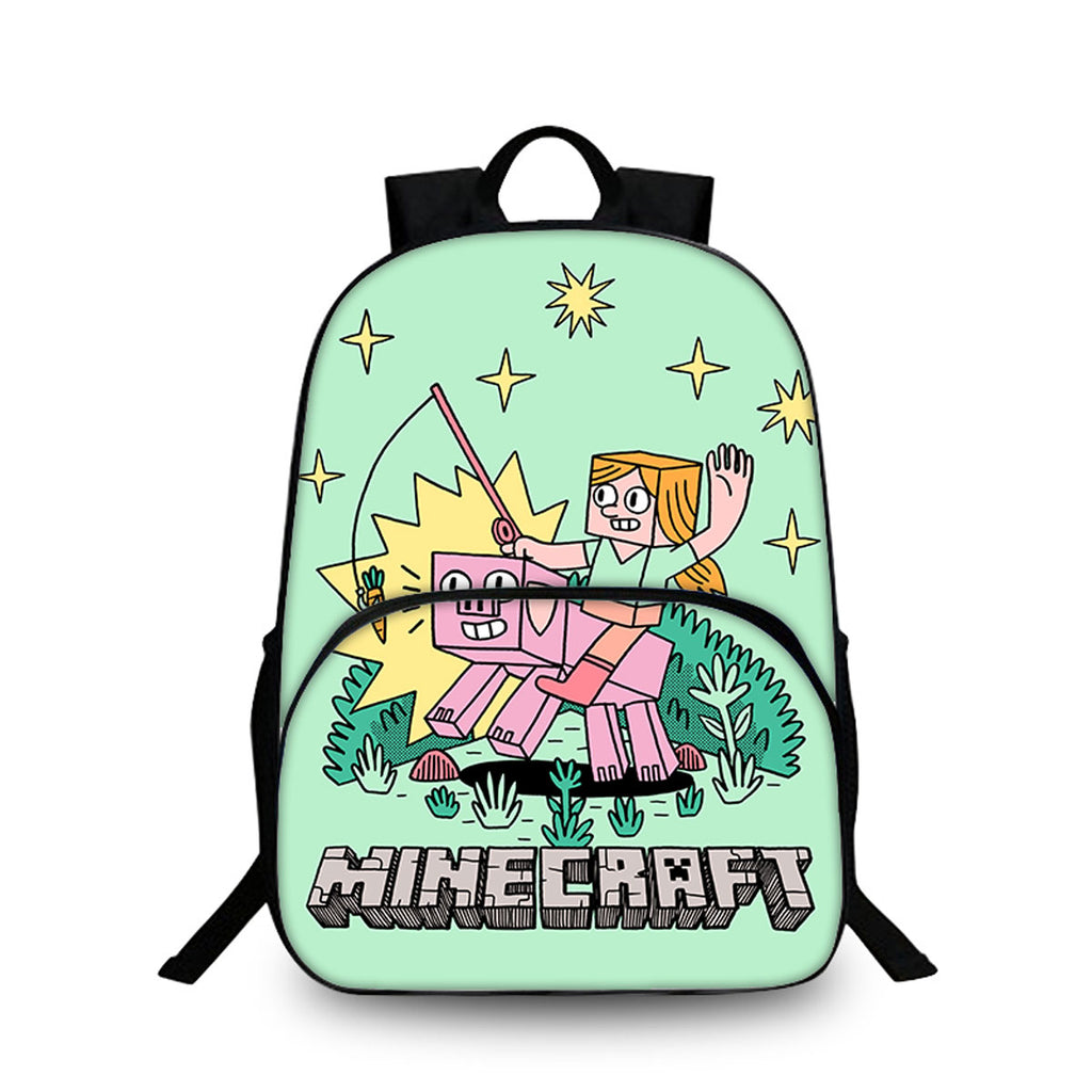 Minecraft 15 Inches Backpack with Two Side Pouches Kid's School Bookbag