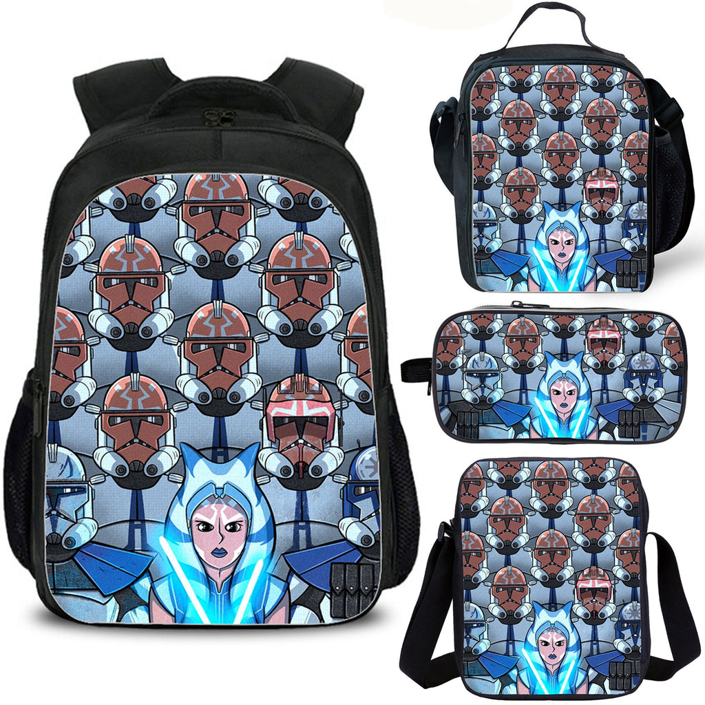 Ahsoka Kids School Backpack Lunch Bag Shoulder Bag Pencil Case 4PCS