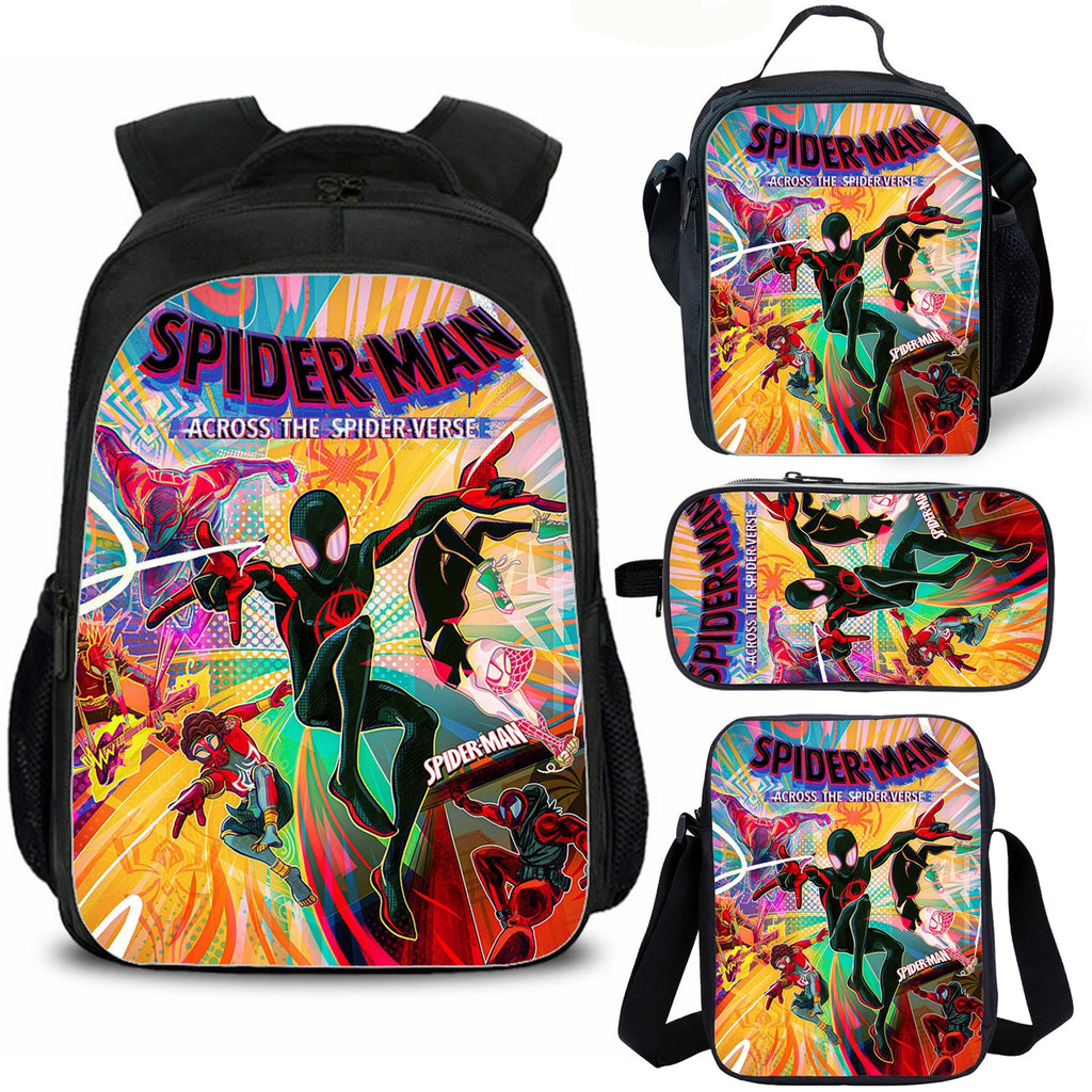 Spiderman Across the Spider-Verse School Backpack Lunch Bag Shoulder Bag Pencil Case 4 Pieces Combo