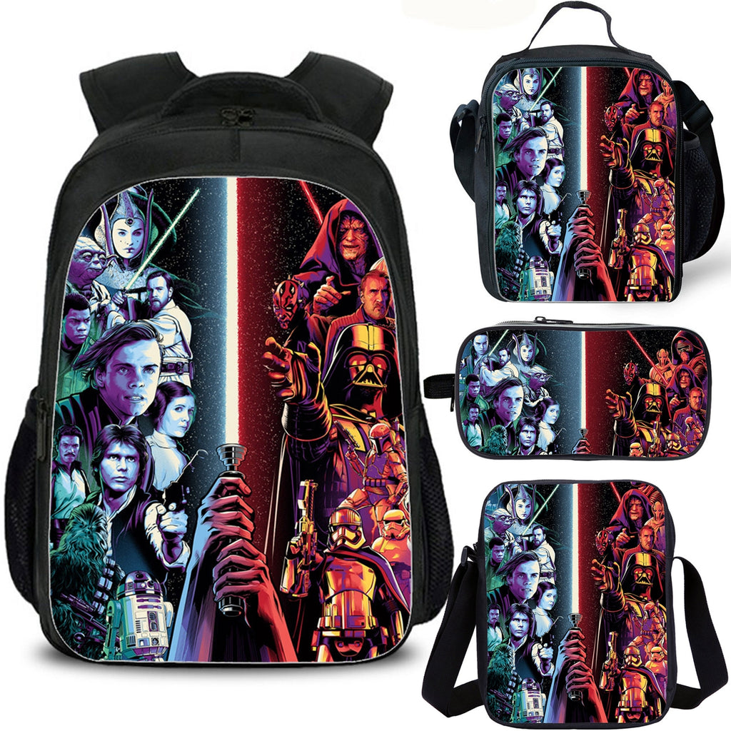 Star Wars Kids School Backpack Lunch Bag Shoulder Bag Pencil Case 4PCS