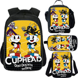 Cuphead Kid's School Backpack Lunch Bag Shoulder Bag Pencil Case 4 Pieces Combo