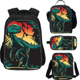 Jurassic School Backpack Lunch Bag Shoulder Bag Pencil Case 4 Pieces Combo