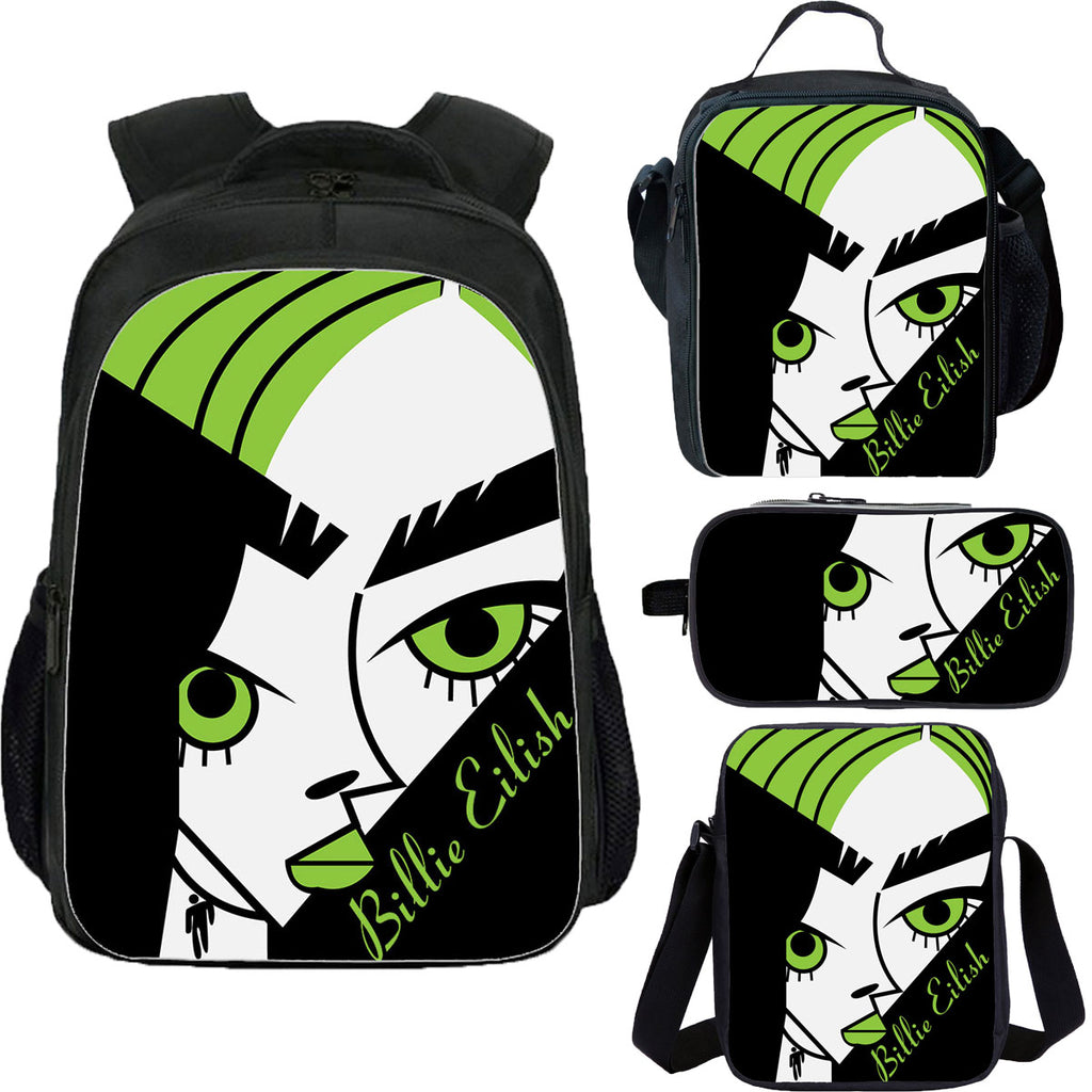 Billie Eilish School Backpack Lunch Bag Shoulder Bag Pencil Case 4 Pieces