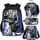 Dark Knight Kids School Backpack Lunch Bag Shoulder Bag Pencil Case 4PCS