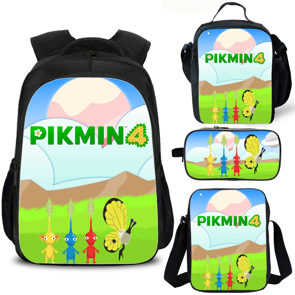 Pikmin 4 Kids School Backpack Lunch Bag Shoulder Bag Pencil Case 4PCS