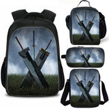 Final Fantasy Kids School Backpack Lunch Bag Shoulder Bag Pencil Case 4 Pieces Combo