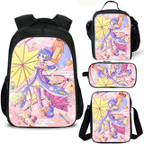 White Rabbit Wonderland Kids School Backpack Lunch Bag Shoulder Bag Pencil Case 4PCS