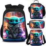 Yoda Kids School Backpack Lunch Bag Shoulder Bag Pencil Case 4PCS Baby Yoda Print School Merch