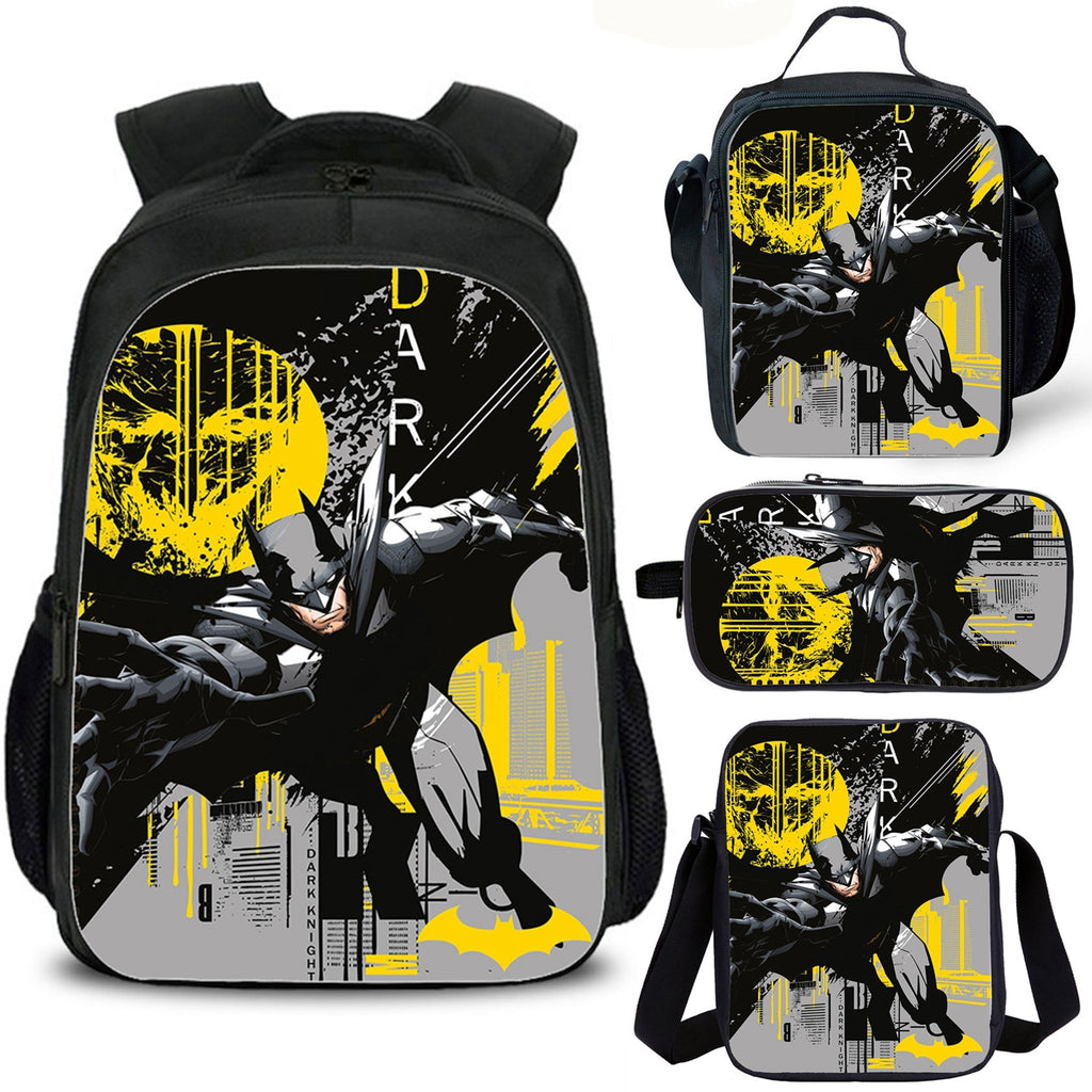 Dark Knight Kids School Backpack Lunch Bag Shoulder Bag Pencil Case 4PCS