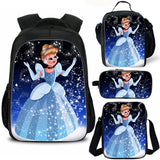 Princess Girl's School Backpack Lunch Bag Shoulder Bag Pencil Case 4 Pieces Combo