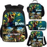 Street Fighter School Backpack Lunch Bag Shoulder Bag Pencil Case 4 Pieces Combo