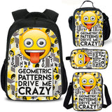 Emoji Smile Face Kids School Backpack Lunch Bag Shoulder Bag Pencil Case 4PCS