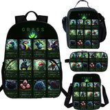 Grass Type Pokemon 15 inches School Backpack Lunch Bag Shoulder Bag Pencil Case 4 Pieces Combo