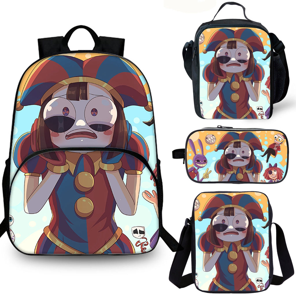 The Amazing Digital Circus Kids 15" School Backpack Lunch Bag Shoulder Bag Pencil Case 4PCS