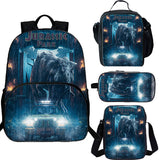 Jurassic 15 inches School Backpack Lunch Bag Shoulder Bag Pencil Case 4 Pieces Combo