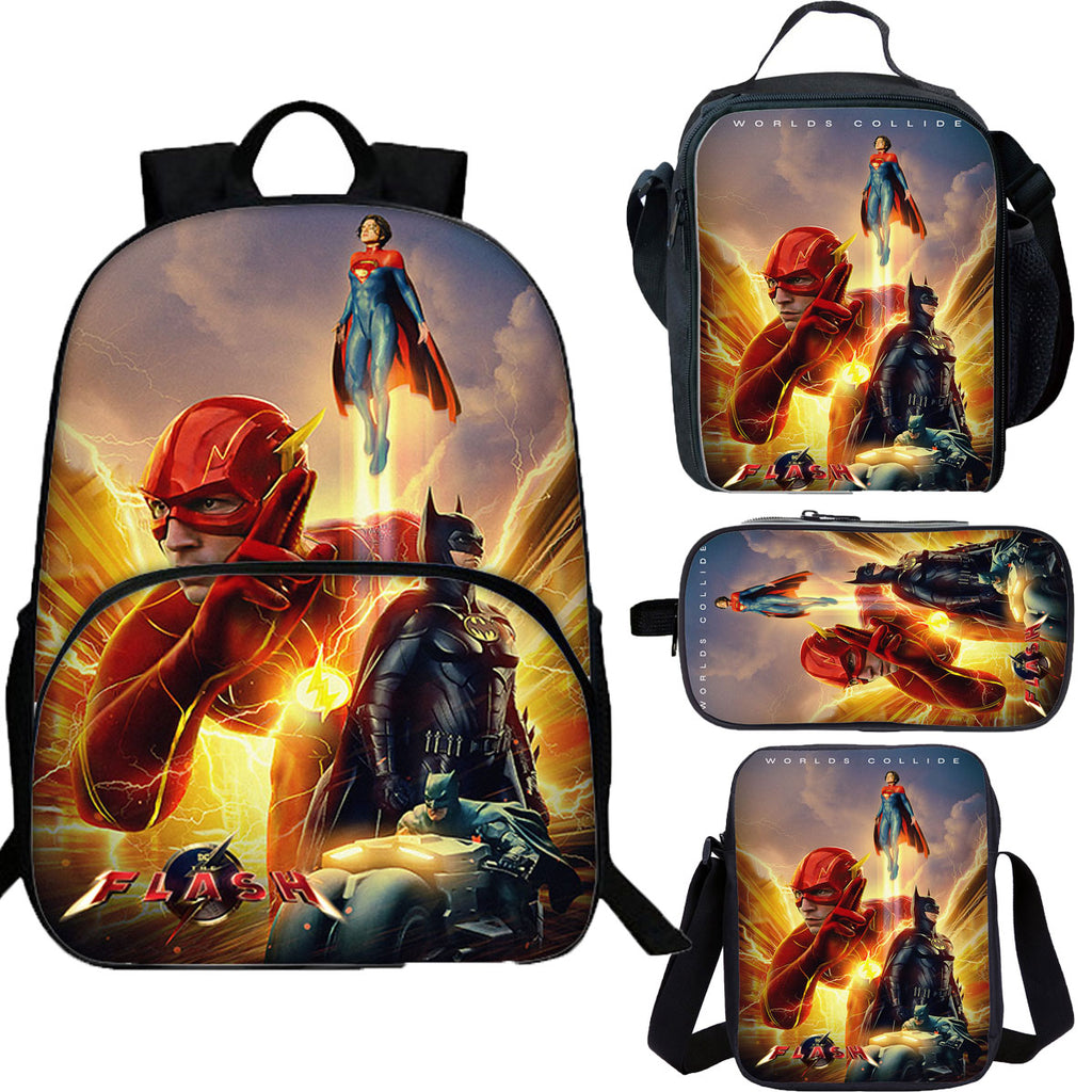 The Flash 15 inches School Backpack Lunch Bag Shoulder Bag Pencil Case 4 Pieces Combo