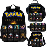 Fighting Type Pokemon 15 inches School Backpack Lunch Bag Shoulder Bag Pencil Case 4 Pieces Combo