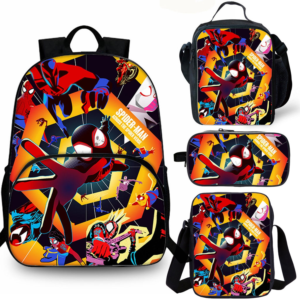 Spider-Man Across the Spider-Verse 15 inches School Backpack Lunch Bag Shoulder Bag Pencil Case 4 Pieces Combo