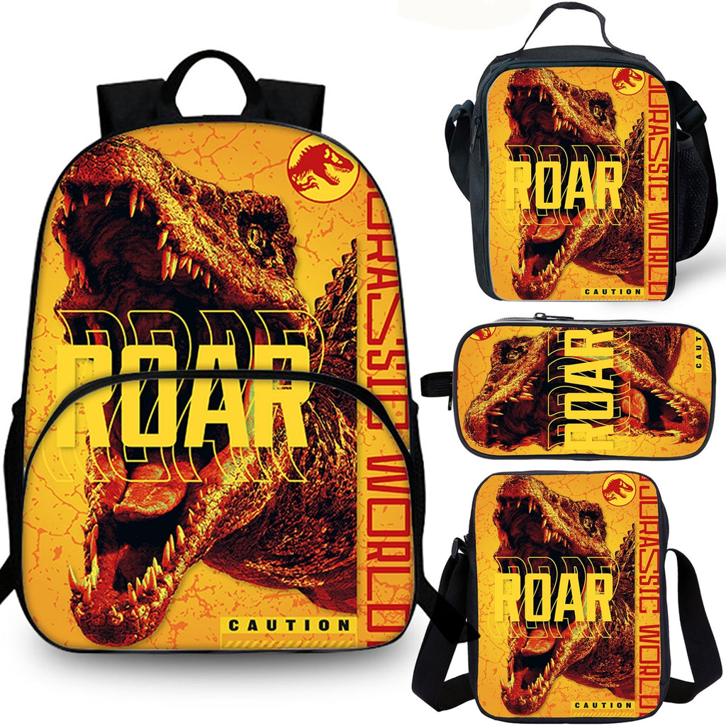 Dinosaur Kids 15" School Backpack Lunch Bag Shoulder Bag Pencil Case 4PCS