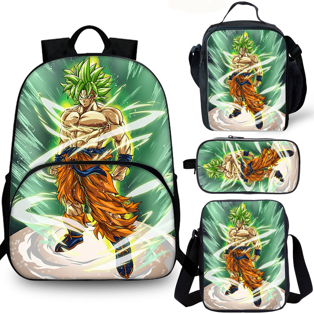 Dragon Ball Goku Kids 15" School Backpack Lunch Bag Shoulder Bag Pencil Case 4PCS