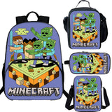 Minecraft 15 inches School Backpack Lunch Bag Shoulder Bag Pencil Case 4 Pieces Combo