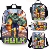 Hulk Kids School Merch 15 inches Backpack Lunch Bag Shoulder Bag Pencil Case 4 Pieces Combo