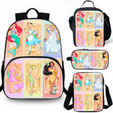 Princess 15 inches School Backpack Lunch Bag Shoulder Bag Pencil Case 4 Pieces Combo