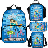Minecraft 15 inches School Backpack Lunch Bag Shoulder Bag Pencil Case 4 Pieces Combo