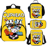 Cuphead 15 inches School Backpack Lunch Bag Shoulder Bag Pencil Case 4 Pieces Combo
