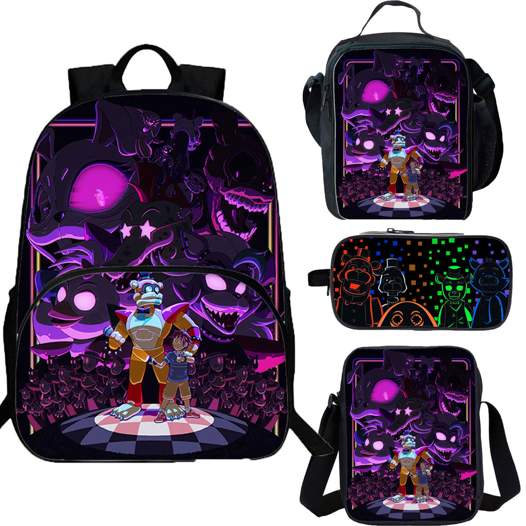 Five Nights at Freddy's 15 inches School Backpack Lunch Bag Shoulder Bag Pencil Case 4 Pieces Combo