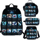 Water Type Pokemon 15 inches School Backpack Lunch Bag Shoulder Bag Pencil Case 4 Pieces Combo