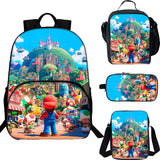 Super Mario Kid's 15 inches School Backpack Lunch Bag Shoulder Bag Pencil Case 4 Pieces Combo