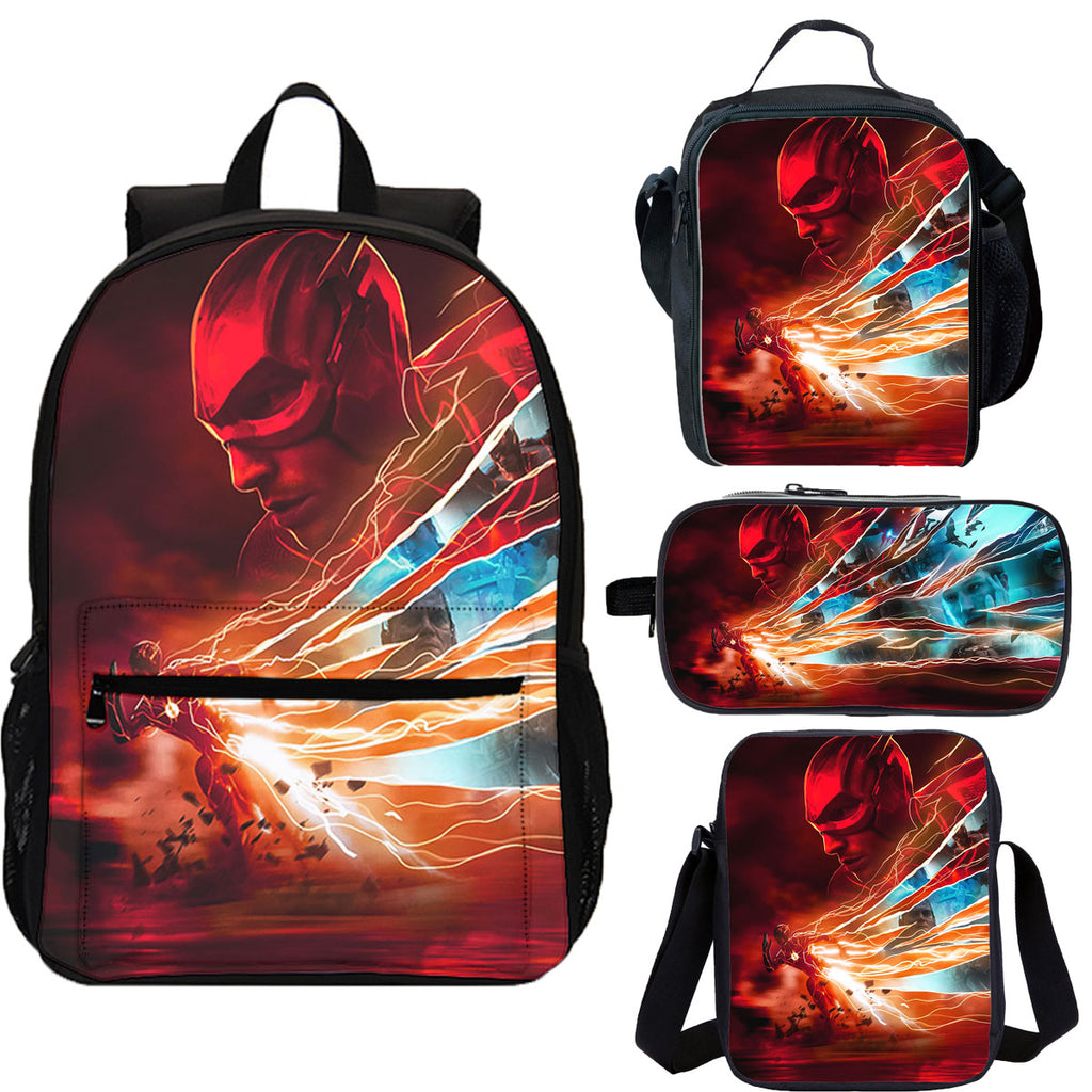 The Flash 4 Pieces Combo 18 inches School Backpack Lunch Bag Shoulder Bag Pencil Case