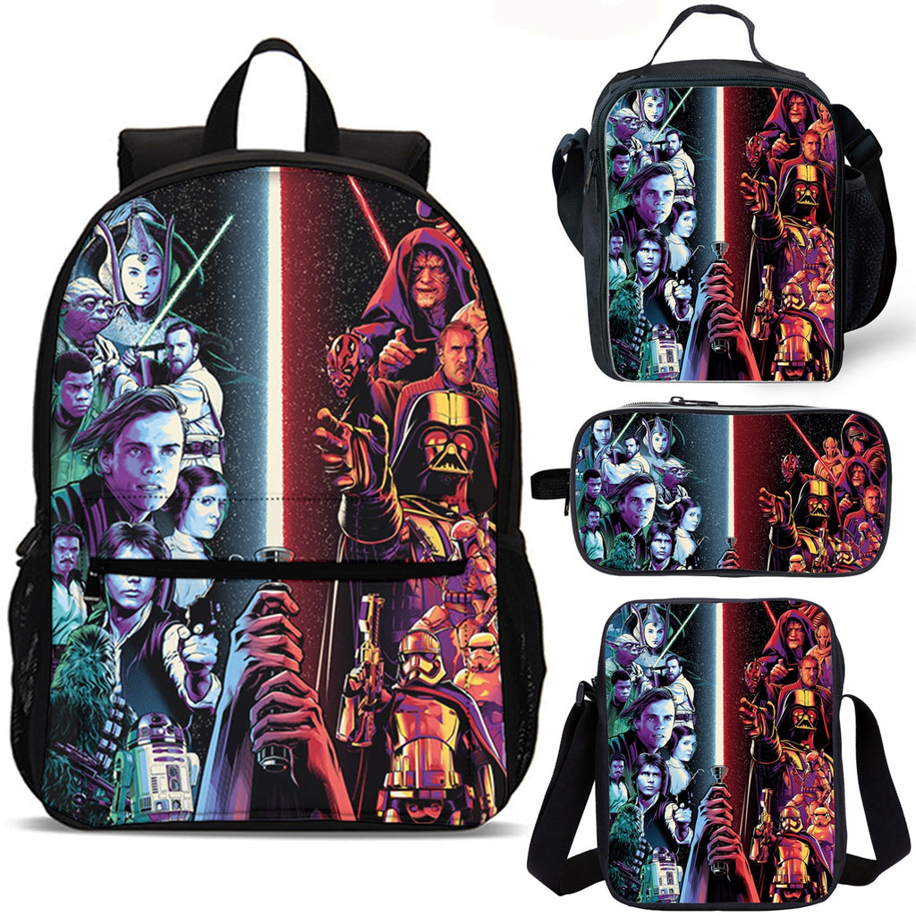 Star Wars Kids School Merch 4PCS 18 inches School Backpack Lunch Bag Shoulder Bag Pencil Case